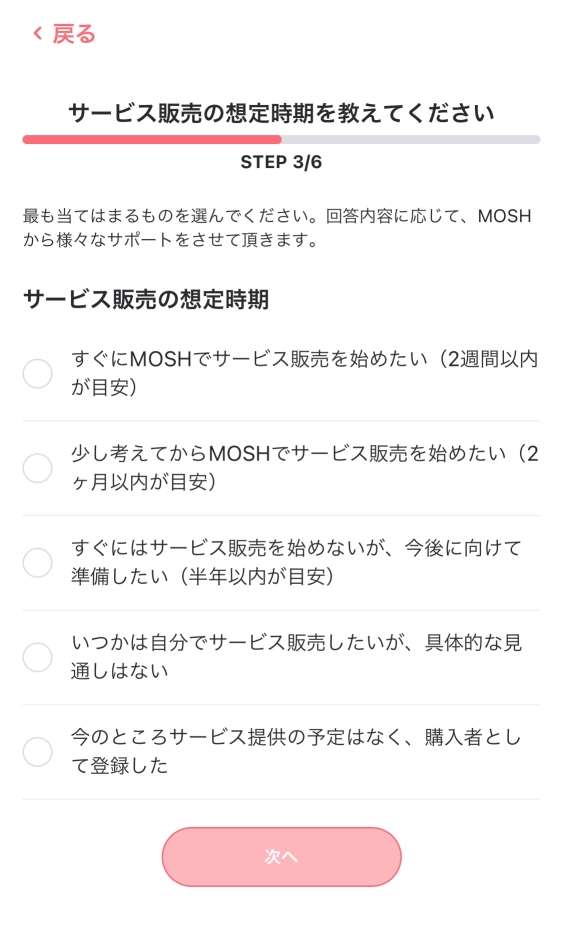サービスの販売時期を入力
